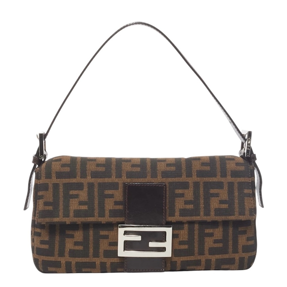Fendi Zucca Print Baguette Shoulder Bag / Brown Canvas / Vintage